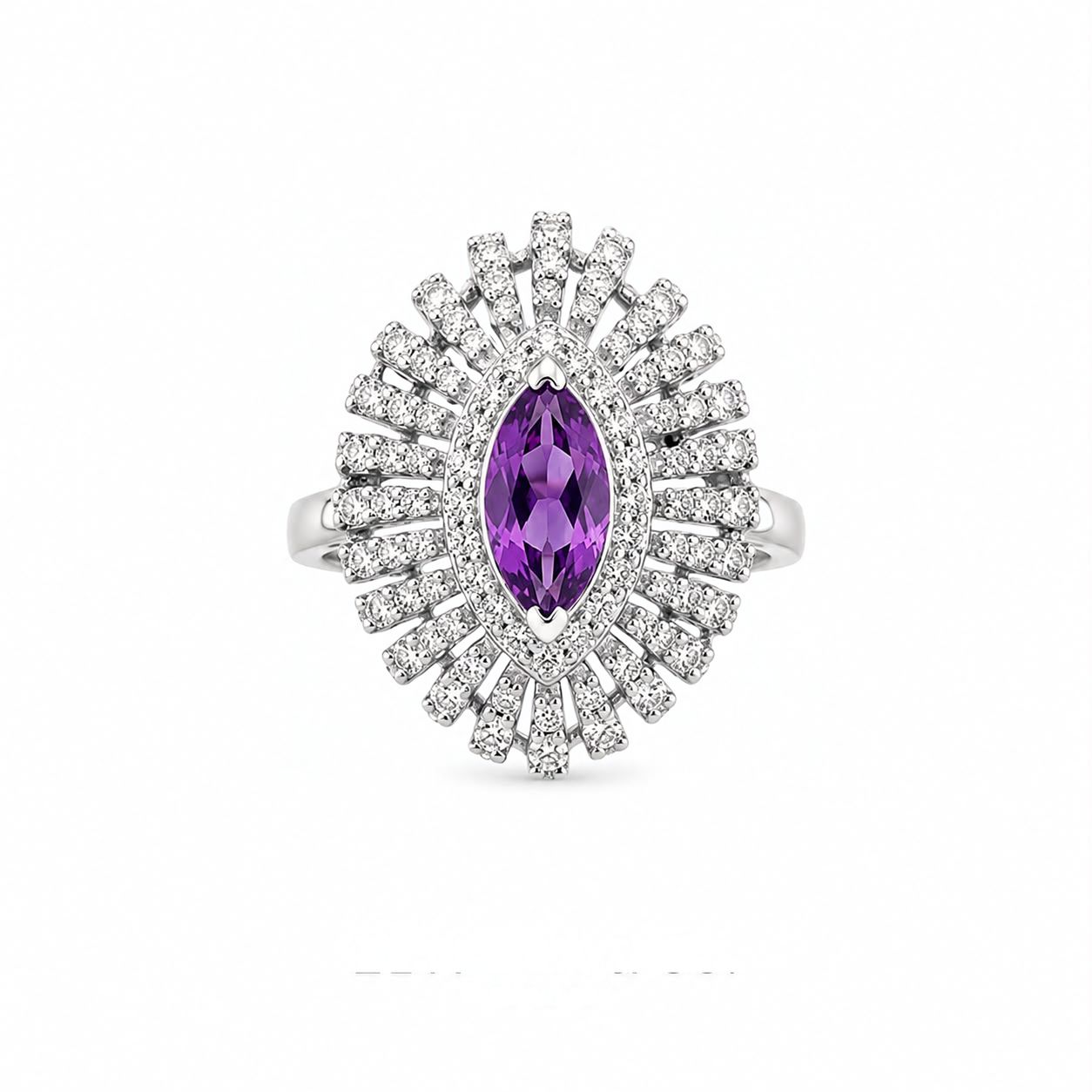 Natural Amethyst Marquise Statement Ring