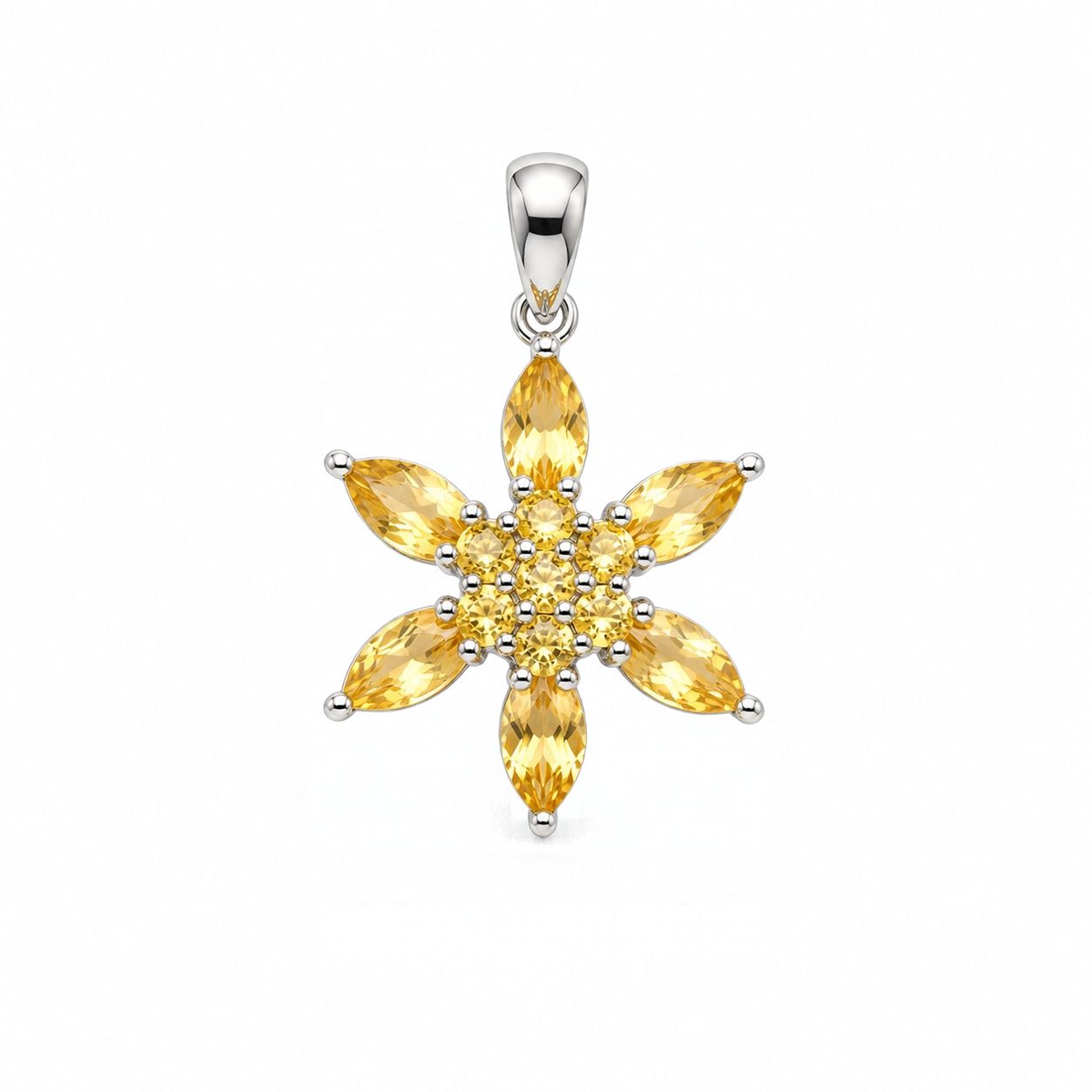 Citrine Flower Pendant — Marquise Petals